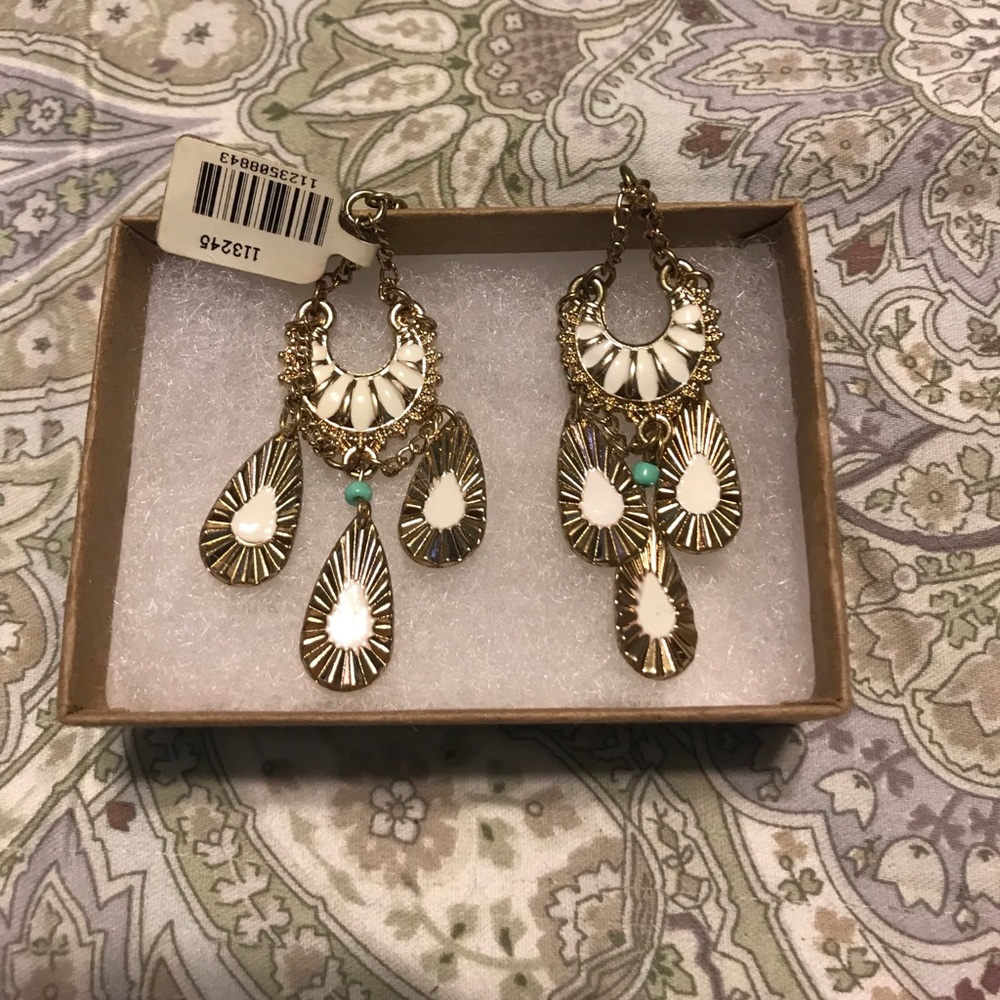 White/Gold Boho Earrings